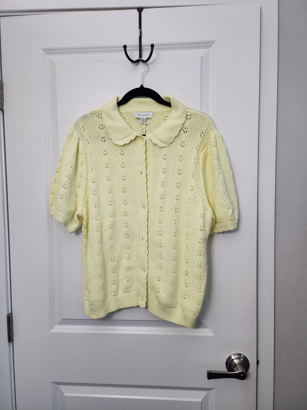 Free Assembly Butter Yellow  Knit Peter Pan Collar Cardigan Sweater